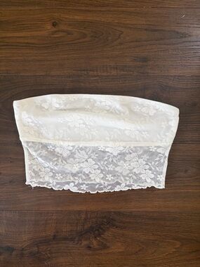 Strapless White Lace Bandeau Bralette